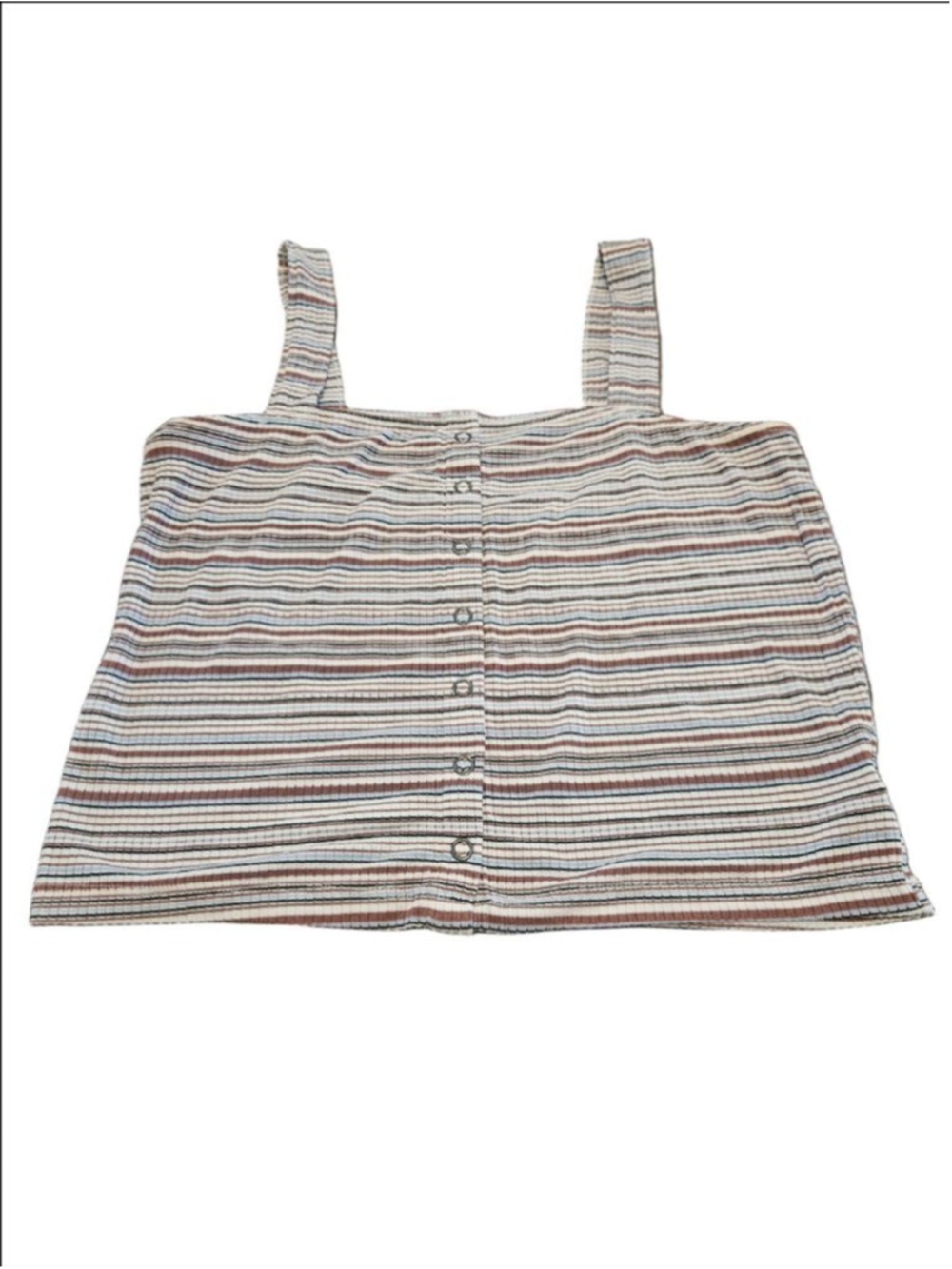 Women's American Eagle Striped Cropped Tank Top S White Blue Brown Black
